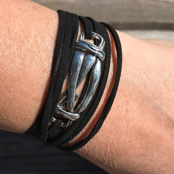 Tie Wrap Love Knot Silver Bracelet Cuff Yoga Boho Biker - Picture 3 of 8